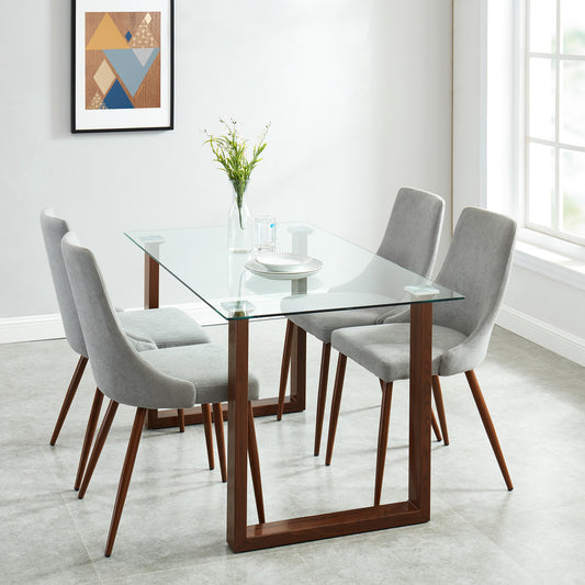 Square Glass Dining Table Franco Walnut - Your Bar Stools Canada