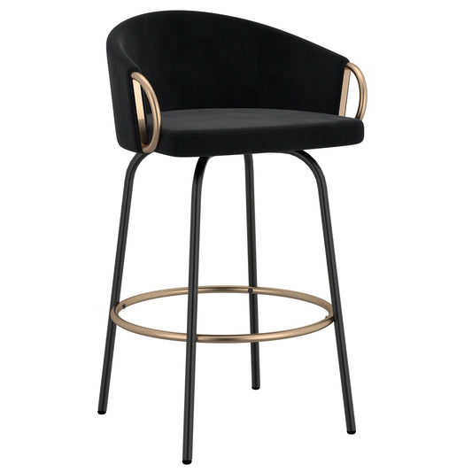 Black Velvet Bar Stools | Set of 2 | Lavo 26" Counter Stools