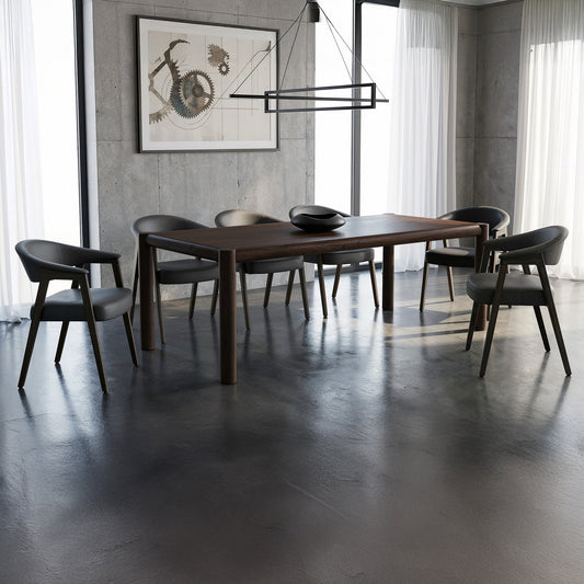 Walnut Rectangle Dining Table Set for 6 | Advik with 6 Armchairs