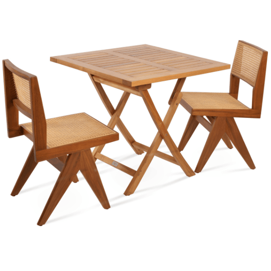 3 - Piece Teak Wood Outdoor Patio Dining Set - Your Bar Stools Canada