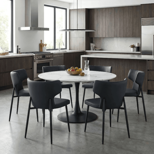 48 Inch Round Dining Table Set for 6 | Zilo with Olis Black - Your Bar Stools Canada