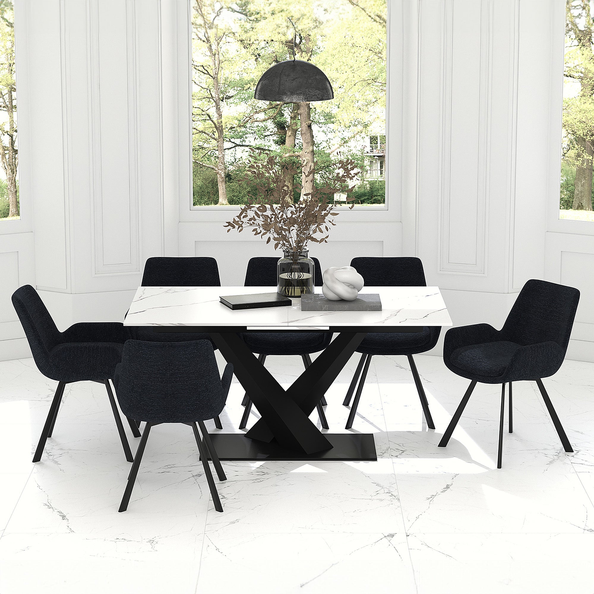 Julius Black and White 7-Piece Dining Room Set – Your Bar Stools Canada