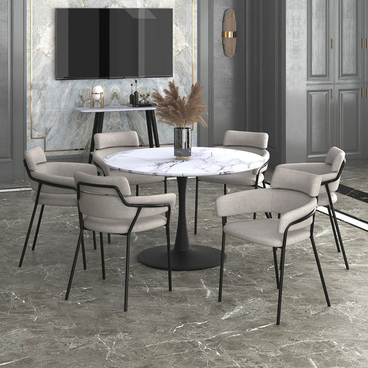 7 Piece Round Dining Set Axel Grey - Your Bar Stools Canada