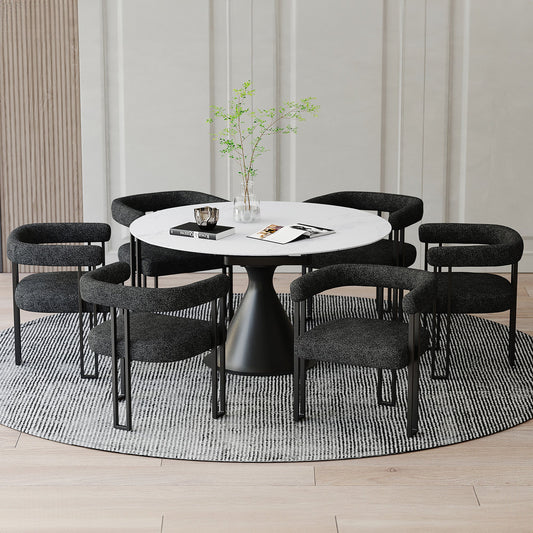 7 Piece Round Dining Set Calisto Charcoal - Your Bar Stools Canada