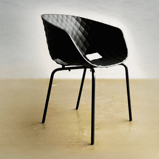 Black Outdoor Chairs Uni Plastic Stackable Patio Chairs - Your Bar Stools Canada