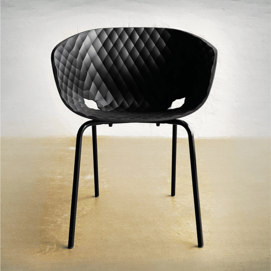 Black Outdoor Chairs Uni Plastic Stackable Patio Chairs - Your Bar Stools Canada