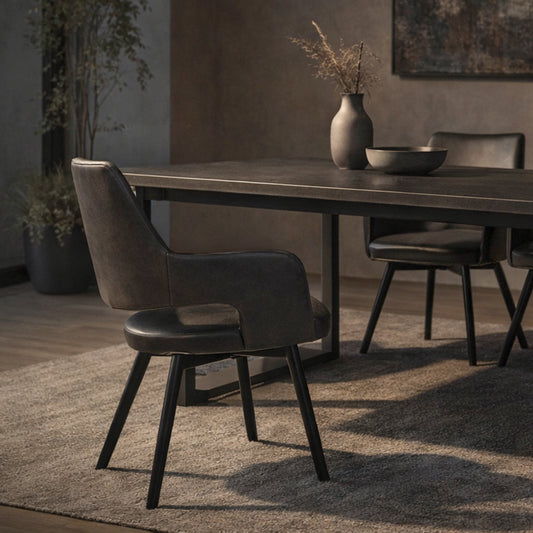 Black Swivel Dining Chairs Set of 2 – Ryder Faux Leather Accent Chairs - Your Bar Stools Canada