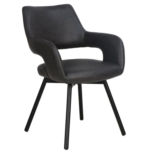 Black Swivel Dining Chairs Set of 2 – Ryder Faux Leather Accent Chairs - Your Bar Stools Canada