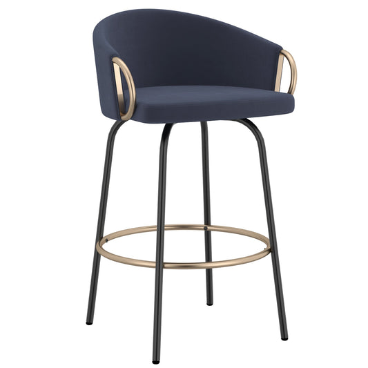 Blue Velvet Bar Stools | Set of 2 | Lavo 26" Counter Stools - Your Bar Stools Canada