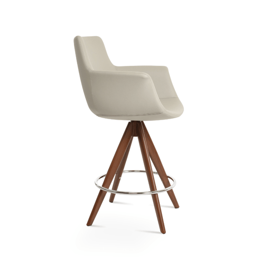 Bottega Beige Swivel Bar Stools with Arms - Your Bar Stools Canada