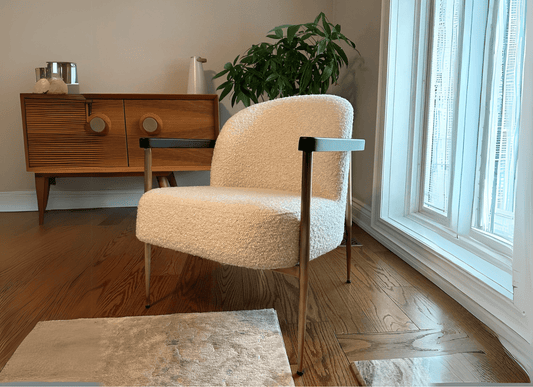 Boucle Gold Small Accent Chair Bloomy - Your Bar Stools Canada