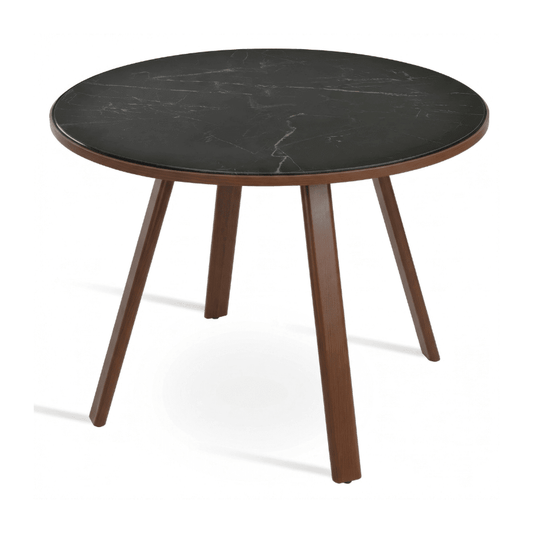 Denver Round Dining Table | Black Top Walnut Legs - Your Bar Stools Canada