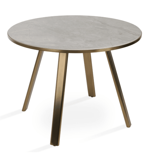 Denver Round Dining Table | Grey Top Brass Legs - Your Bar Stools Canada