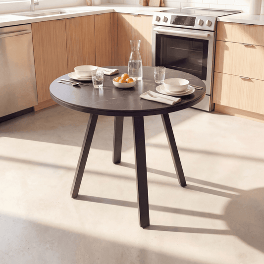 Denver Small Round Ceramic Dining Set - Black - Your Bar Stools Canada