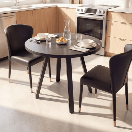 Denver Small Round Ceramic Dining Set - Black - Your Bar Stools Canada