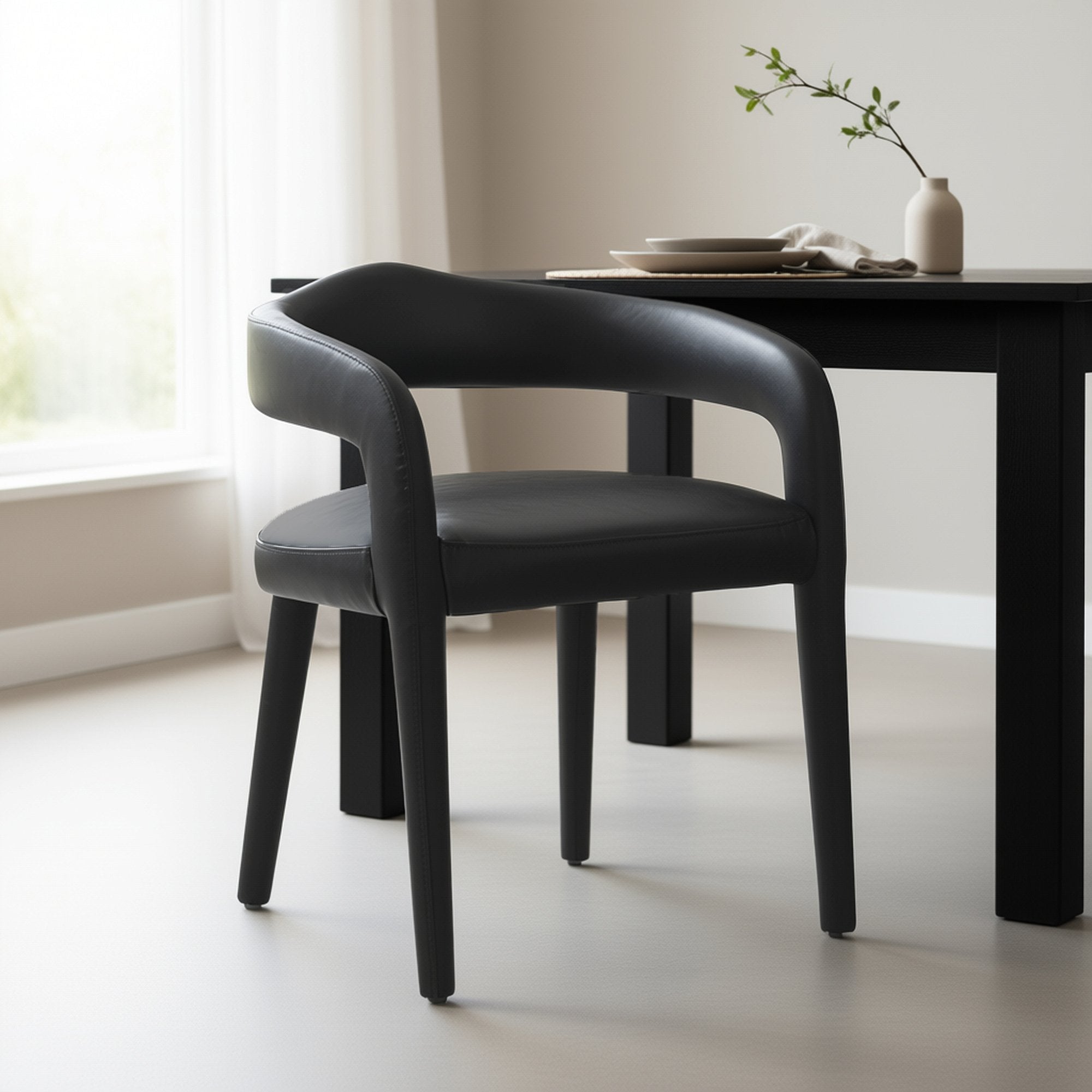 Dining Chairs Set of 2 Caden Charcoal Leather |YourBarStools
