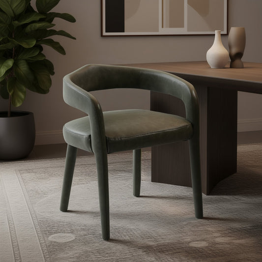 Dining Chairs Set of 2 | Caden Green Leather - Your Bar Stools Canada