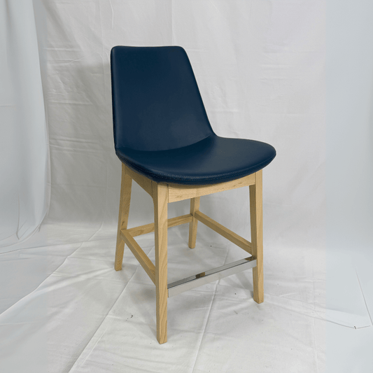 Eiffel HB Blue Leather Bar Stools - Your Bar Stools Canada