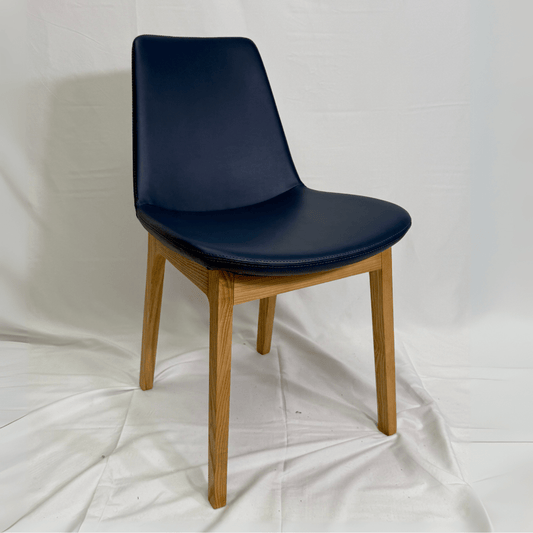 Eiffel HB Petrol Blue Leather Dining Chair - Your Bar Stools Canada