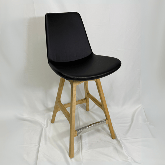 Eiffel Wood Black Leather Bar Stools - Your Bar Stools Canada