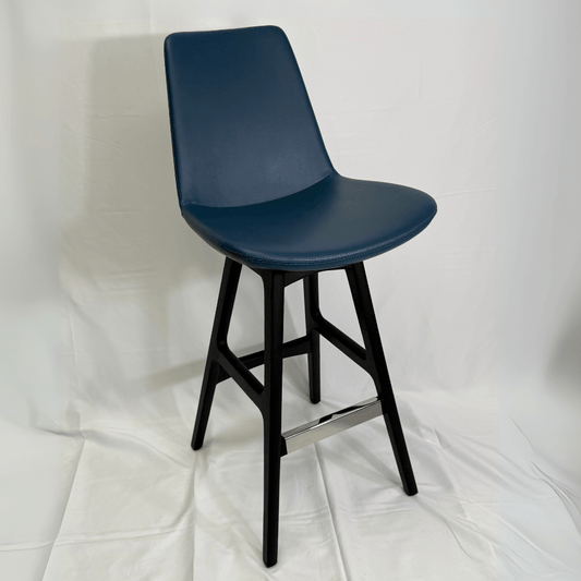 Eiffel Wood Blue Leather Counter Stools - Your Bar Stools Canada