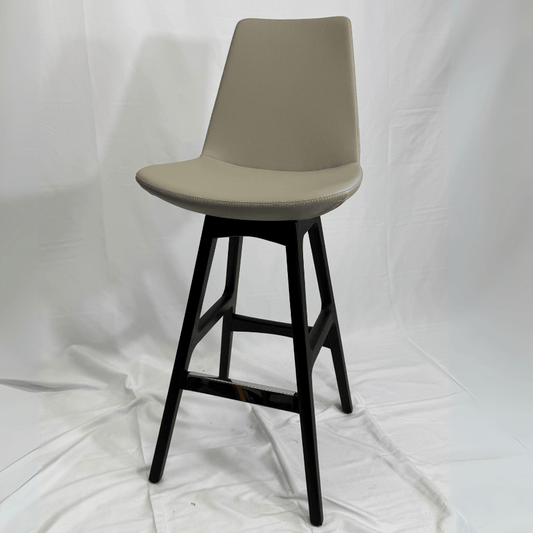 Eiffel Wood Cream and Black Leather Bar Stools - Your Bar Stools Canada