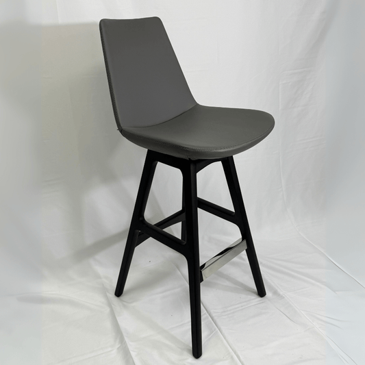 Eiffel Wood Grey Leather Counter Stools - Your Bar Stools Canada