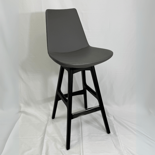 Eiffel Wood Grey Leather Counter Stools - Your Bar Stools Canada