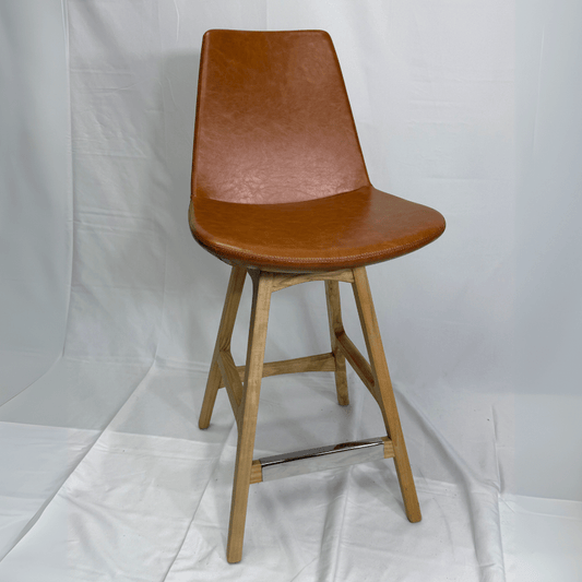 Eiffel Wood Tan Leather Bar Stools - Your Bar Stools Canada