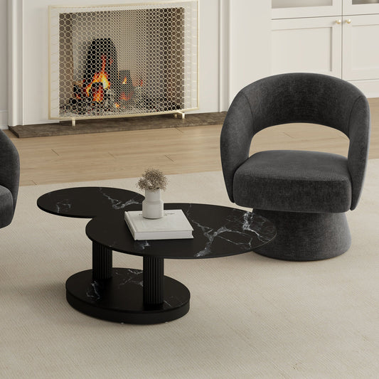 Elara Black Marble Coffee Table - Your Bar Stools Canada