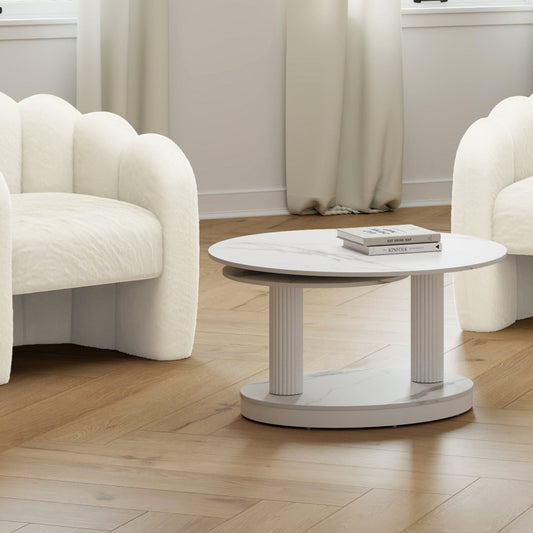Elara White Marble Coffee Table - Your Bar Stools Canada