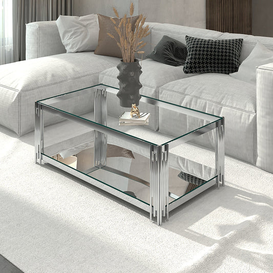 Estrel Rectangular Glass Coffee Table - Your Bar Stools Canada