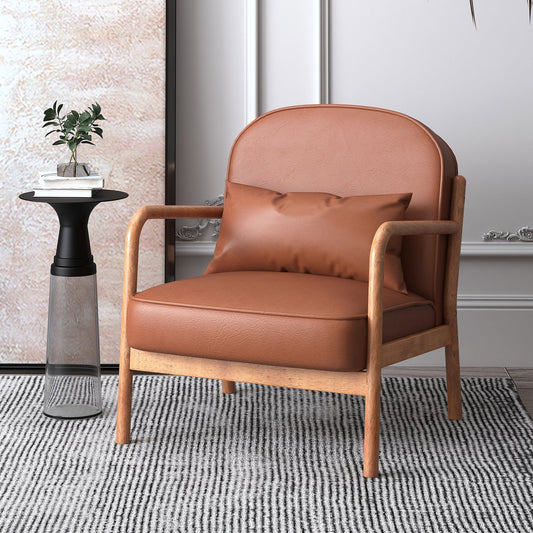 Fani Tan Leather Accent Chair - Your Bar Stools Canada
