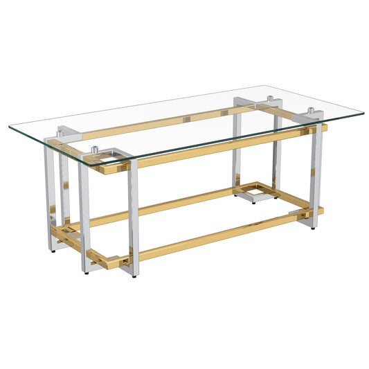 Florina Gold Glass Coffee Table - Your Bar Stools Canada
