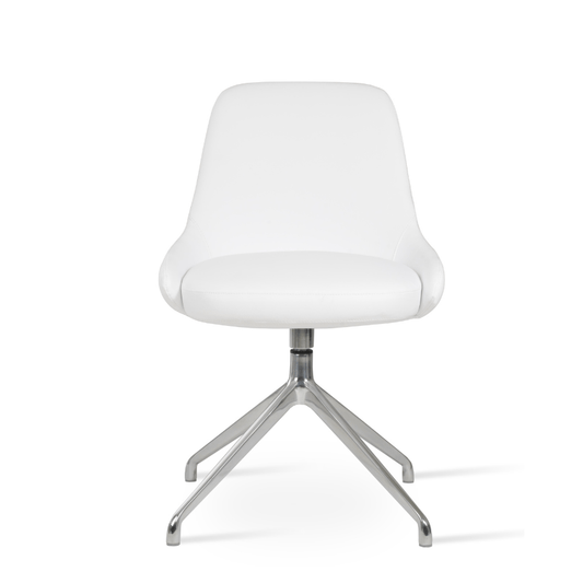 Gazel Swivel Dining Chair | White Leather - Your Bar Stools Canada