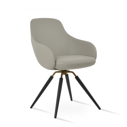 Gazel Swivel Dining Chair with Arms | Beige Leather - Your Bar Stools Canada