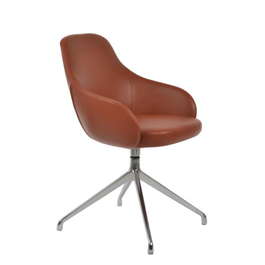 Gazel Swivel Dining Chair with Arms | Tan Leather - Your Bar Stools Canada