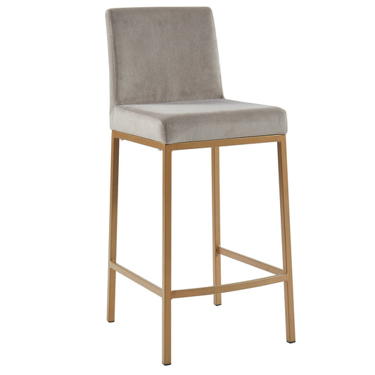 Grey Velvet Bar Stools | Set of 2 | Diego 26" Counter Stools - Your Bar Stools Canada