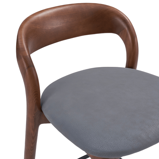 Infinity Walnut Counter Stools in Grey Leather - Your Bar Stools Canada