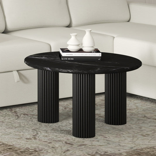 Jilsa Black Round Marble Coffee Table - Your Bar Stools Canada