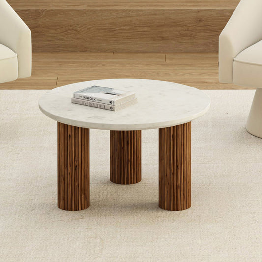 Jilsa White Round Marble Coffee Table - Your Bar Stools Canada