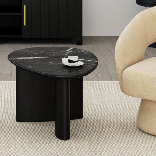 Lyriq Black Oval Marble Coffee Table - Your Bar Stools Canada