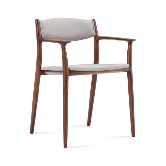 Monaco Mid Century Armchair Lt Grey Leather - Your Bar Stools Canada