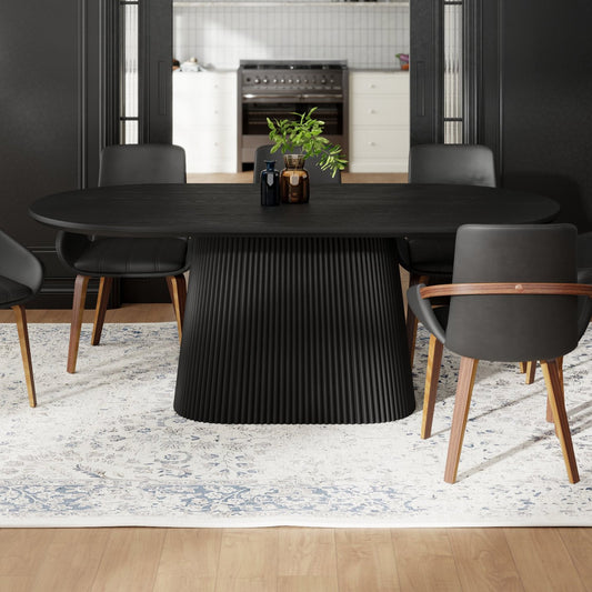 Oval Dining Table Tovas Black Wood - Your Bar Stools Canada