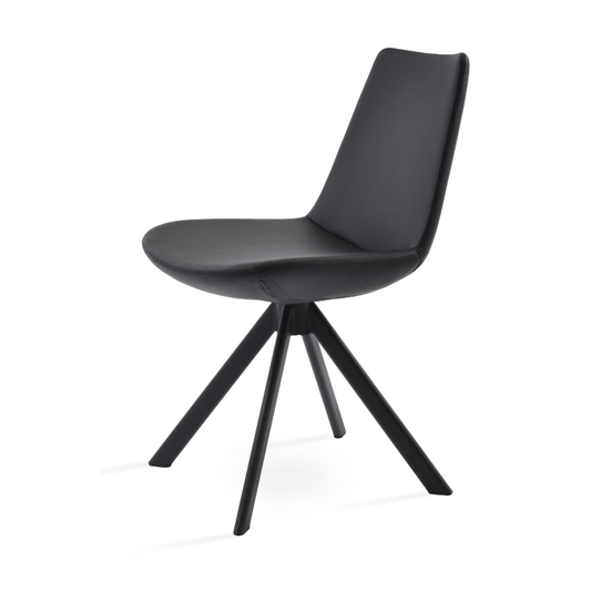 Eiffel Swivel Dining Chairs | Black Leather