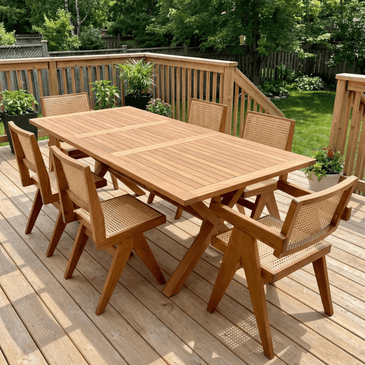 Pierre 7 Piece Extendable Teak Outdoor Dining Set for 6 - Your Bar Stools Canada