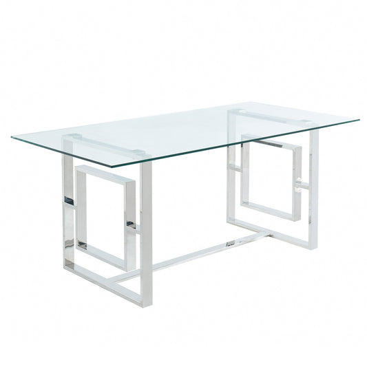 Rectangular Glass Dining Table Eros Silver - Your Bar Stools Canada