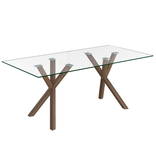Rectangular Glass Dining Table Stark Walnut - Your Bar Stools Canada