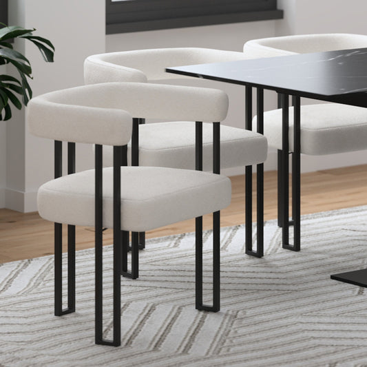 Round Back Dining Chairs | Set of 2 | Scarlet White Boucle - Your Bar Stools Canada