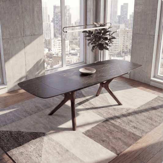 Tarsos Extendable Ceramic Dining Set - Italian Black - Your Bar Stools Canada